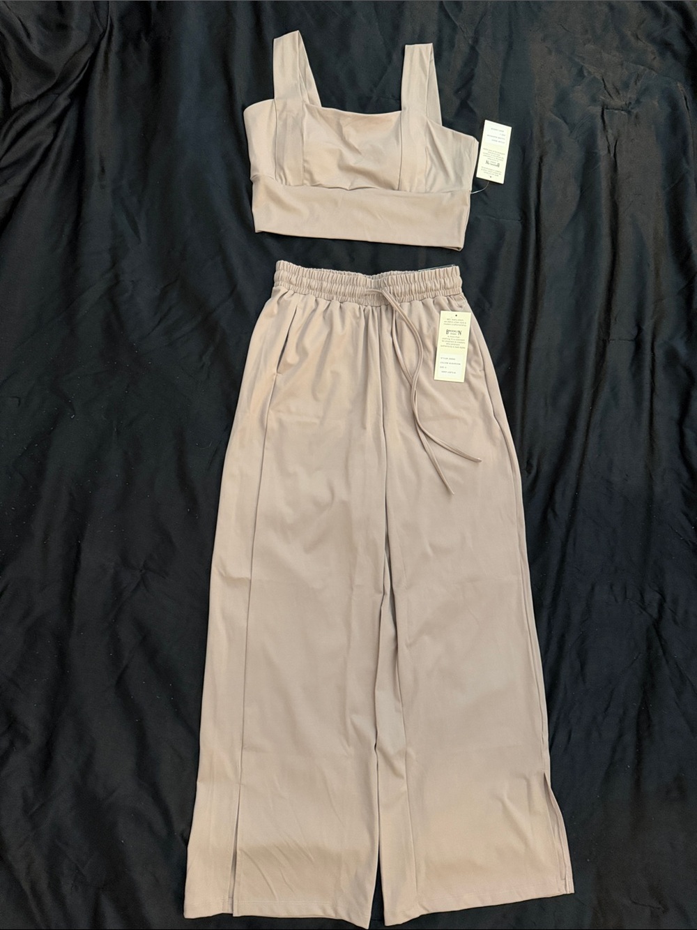Girls Wide-Leg Drawstring Pants in Light Taupe